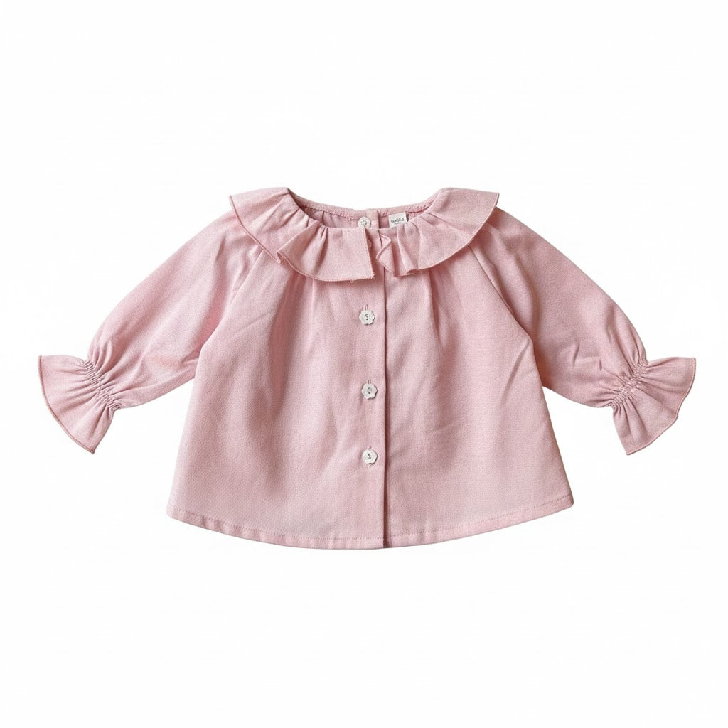 Blusa cuello corazón rosa