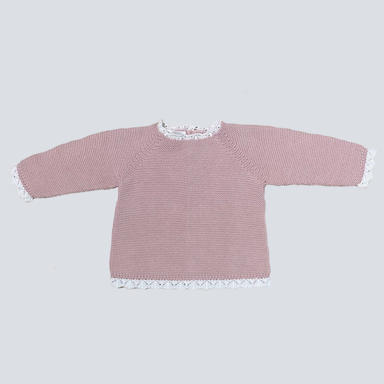 Jersey Bebé de Algodón Rosa Empolvado/blanco