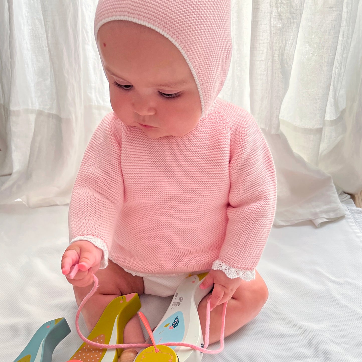 Jersey Bebé de Algodón Rosa/blanco