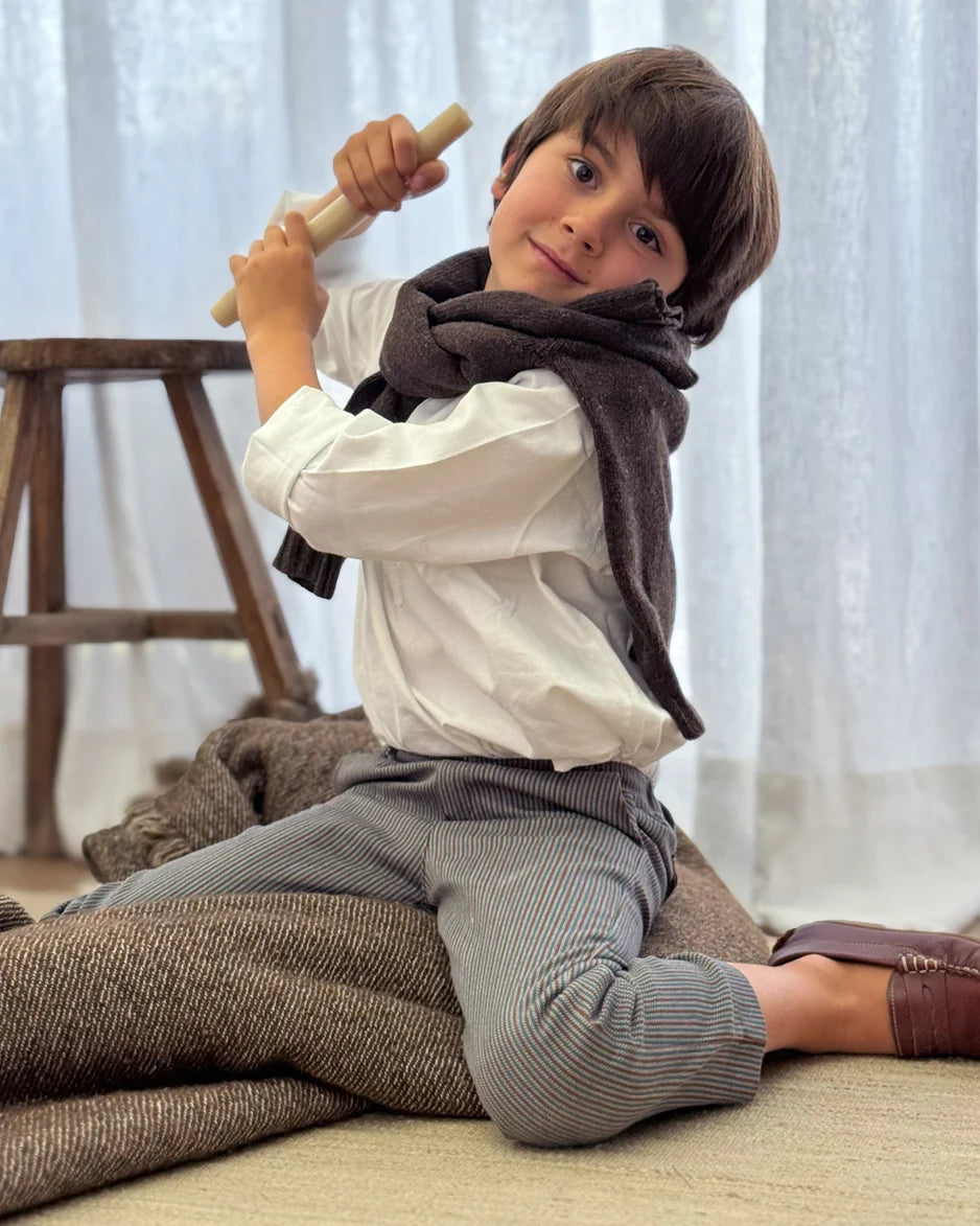 Pantalón recto rayas marrón