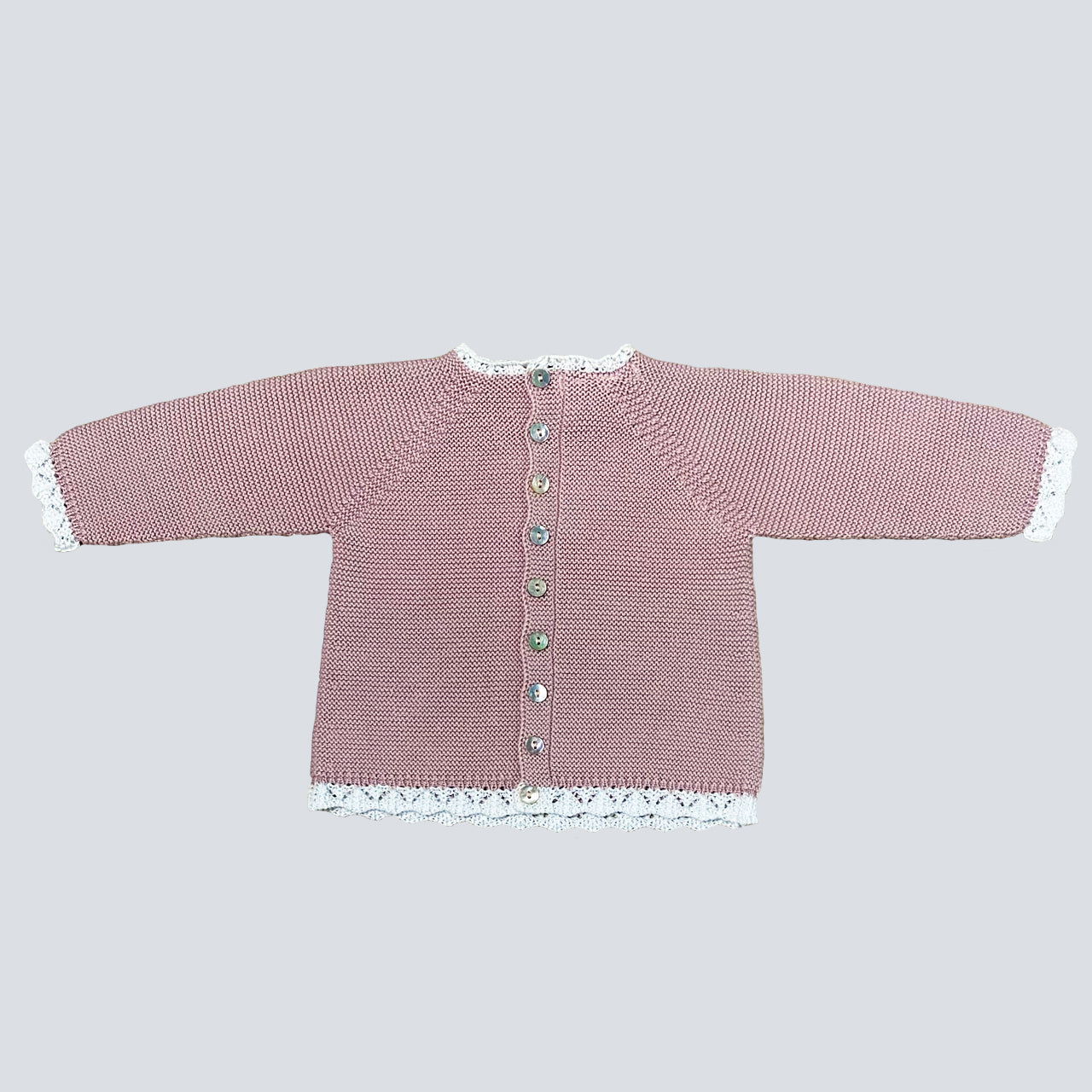 Jersey Bebé de Algodón Rosa Empolvado/blanco
