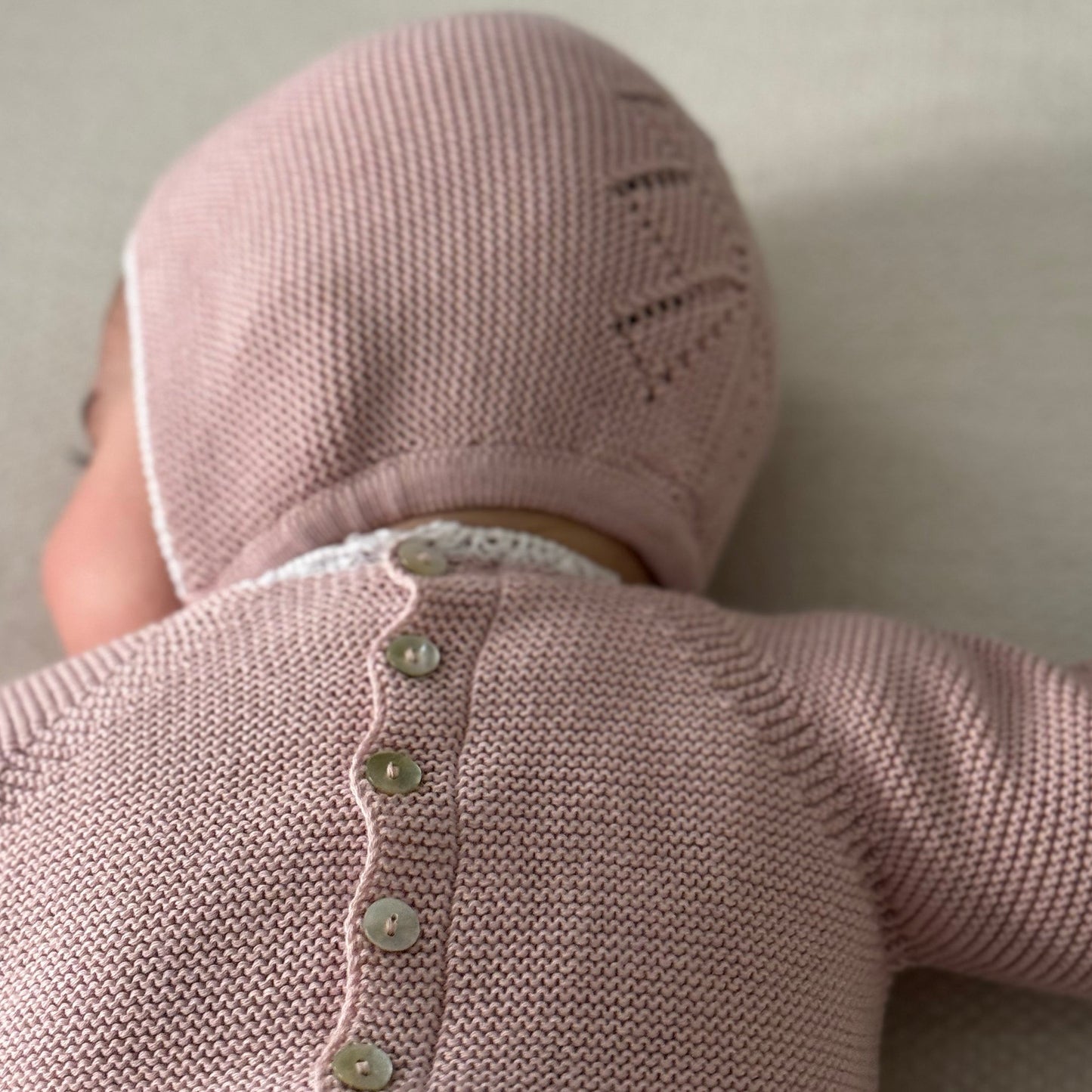 Jersey bebé algodón rosa empolvado/blanco