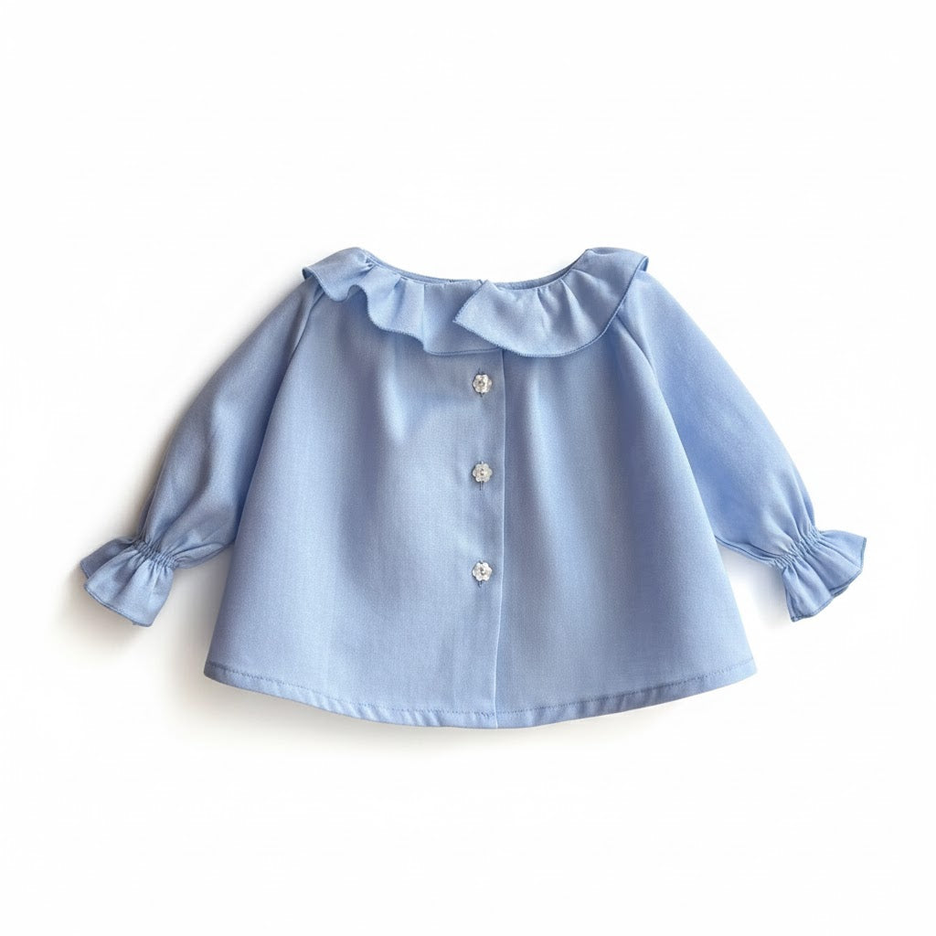 Blusa cuello corazón azul