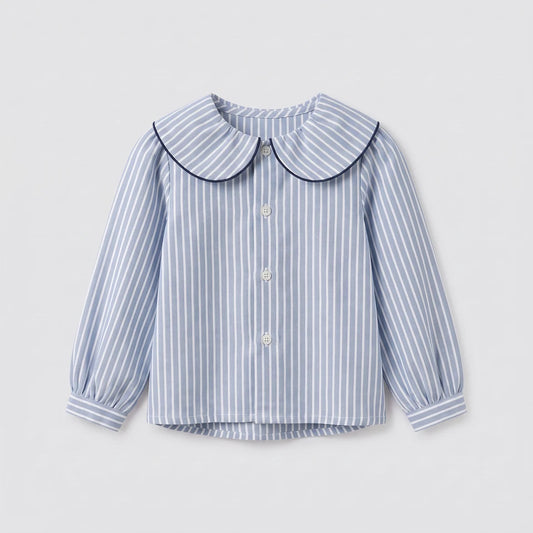 Blusa petalos rayas azules