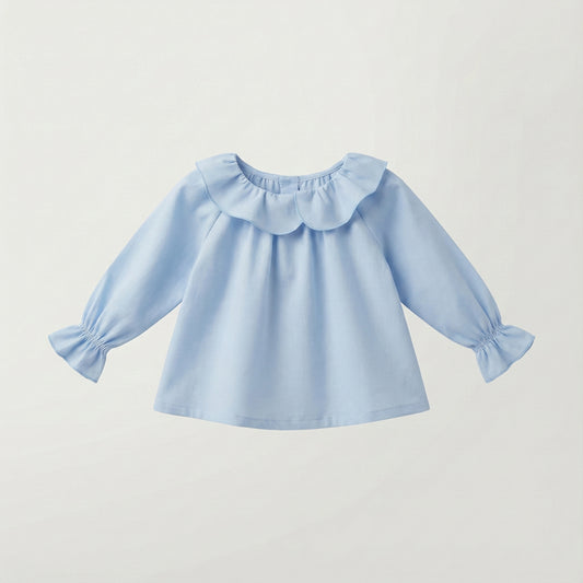Blusa cuello corazón azul