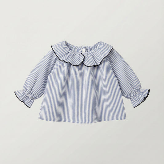 Blusa cuello corazón rayas azules