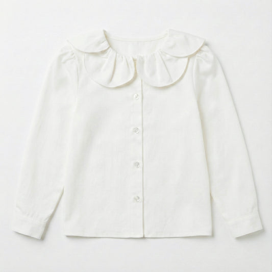 Blusa cuello flor blanca