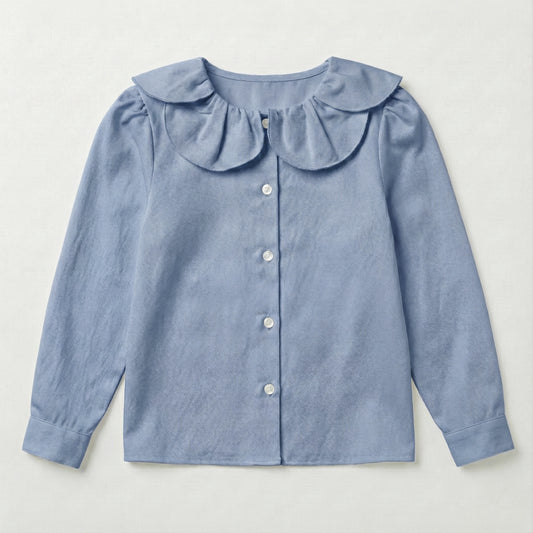 Blusa cuello flor azul