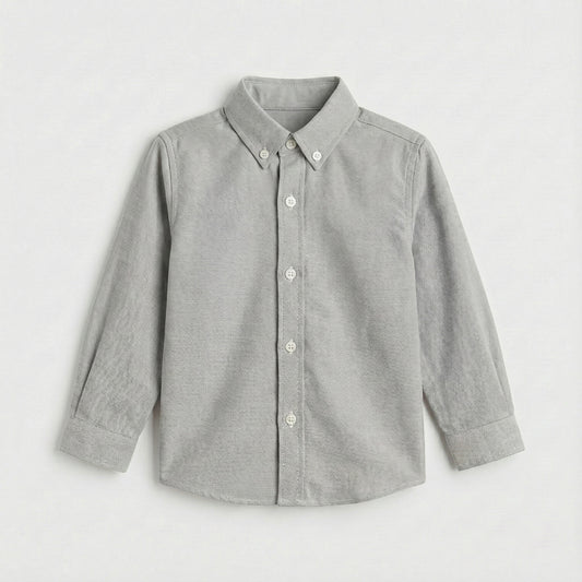 Camisa cuello oxford gris
