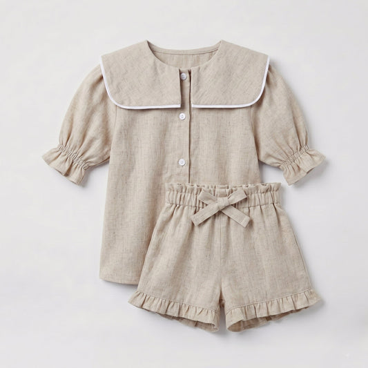 Conjunto doble cuello beige