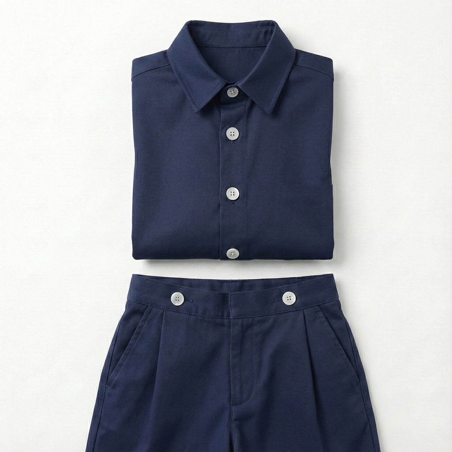 Conjunto pantalón pinzas + sobrecamisa marino