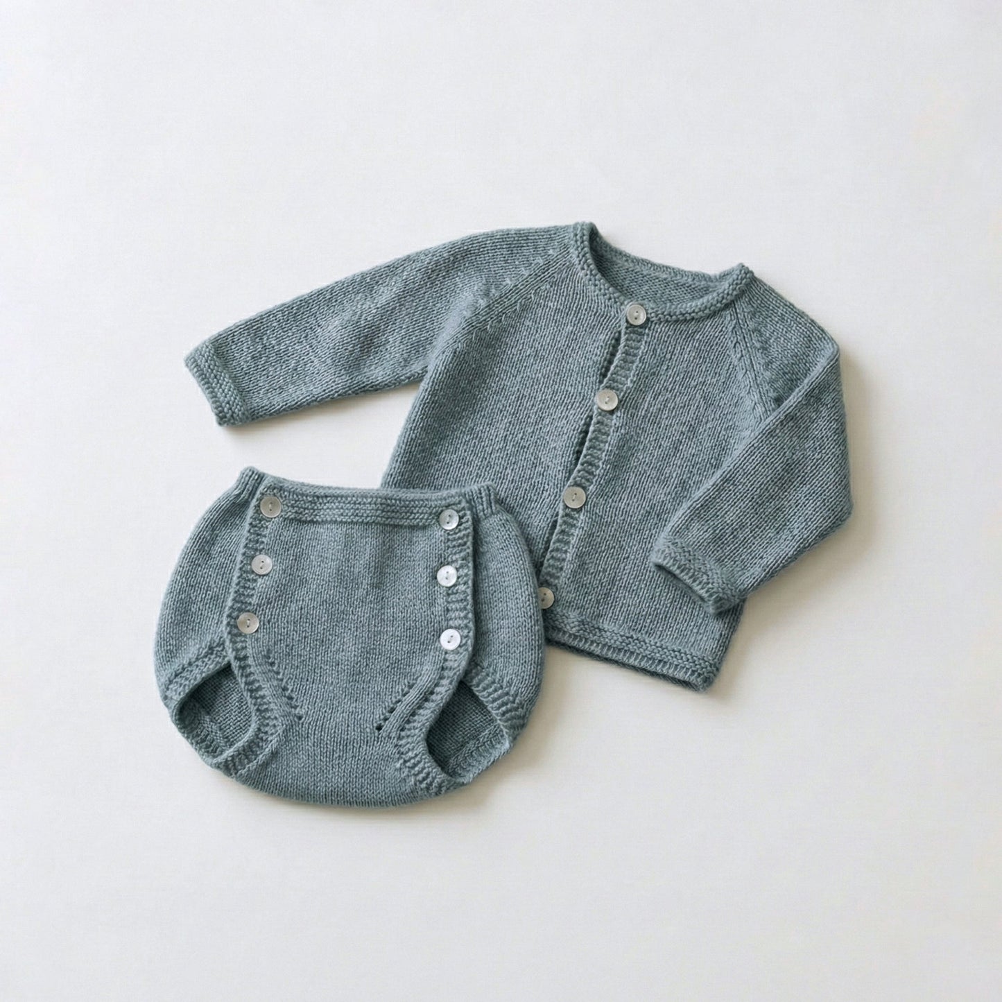 Conjunto perlé azul piedra