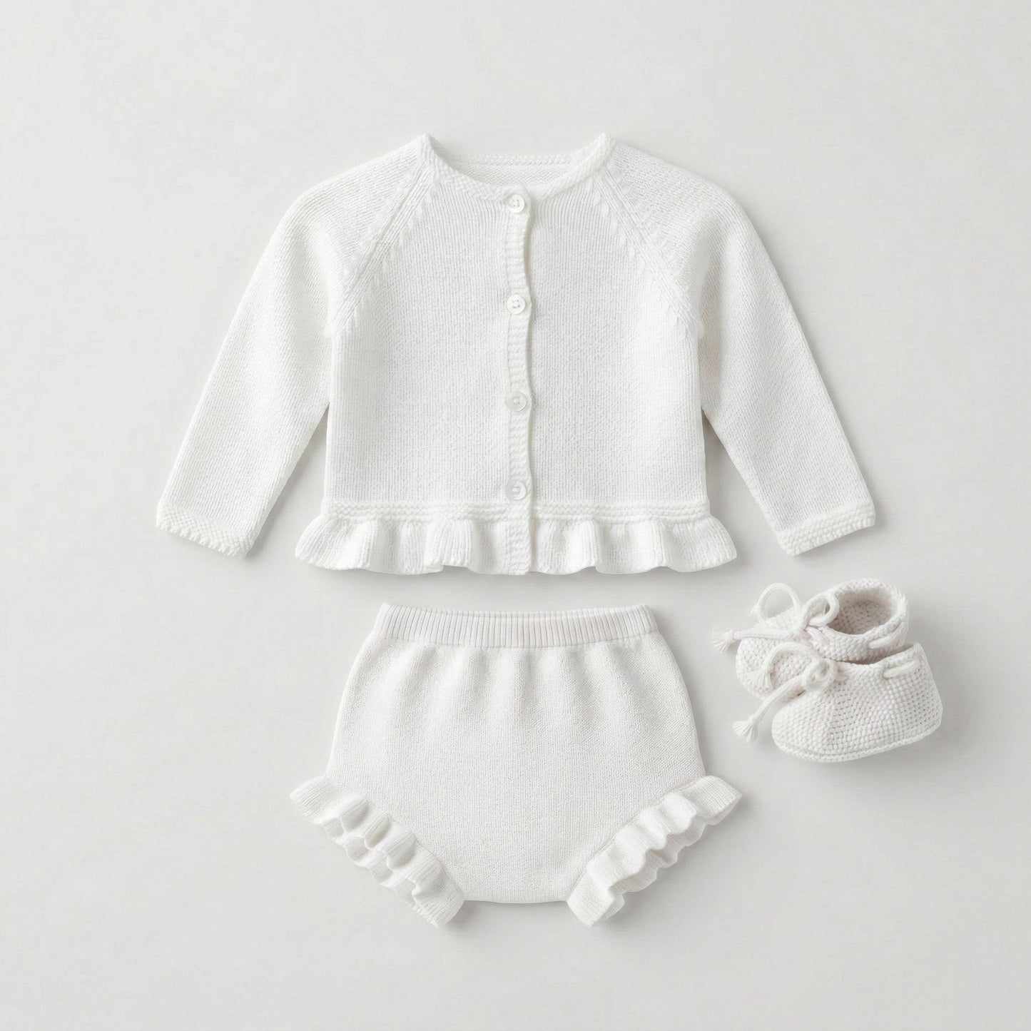Conjunto perlé volantes blanco