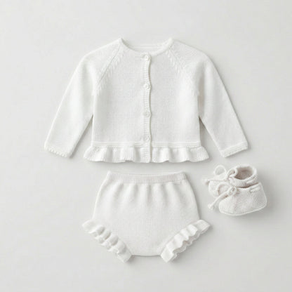 Conjunto perlé volantes blanco