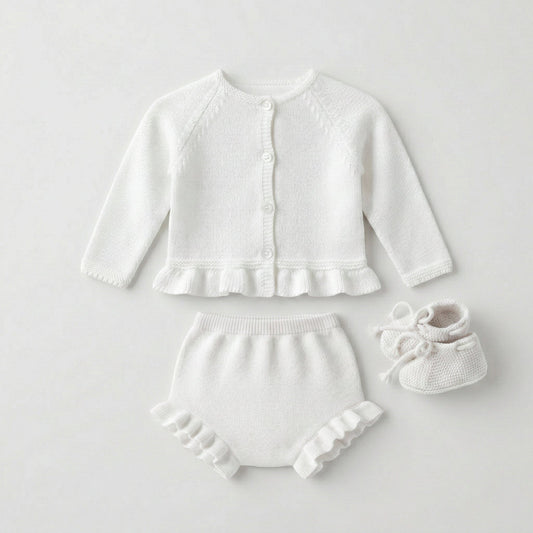 Conjunto perlé volantes blanco
