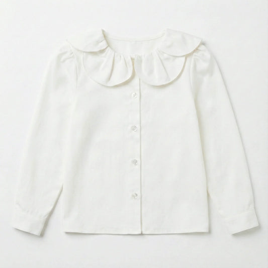 Blusa cuello flor blanca