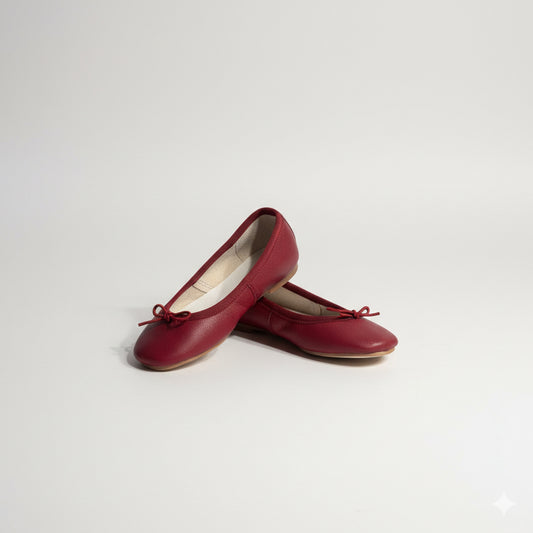 Manoletinas piel burdeos