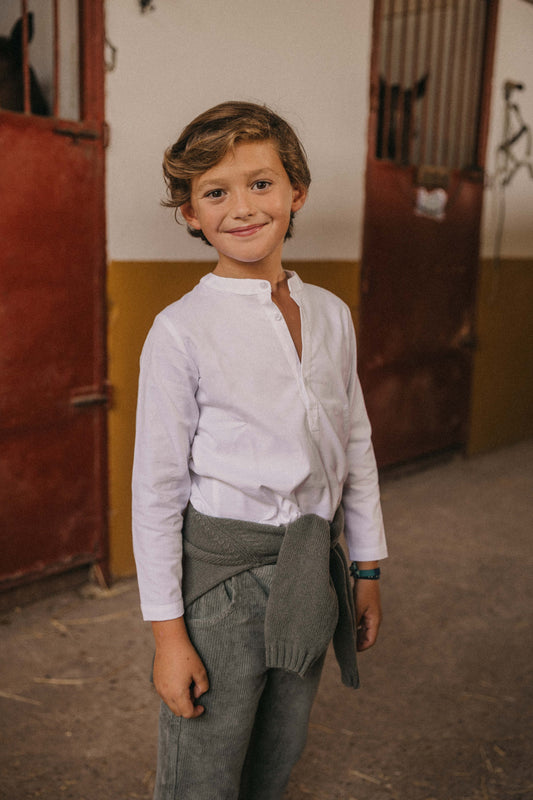 Camisa polera oxford blanco