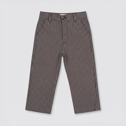 Pantalón recto rayas marrón