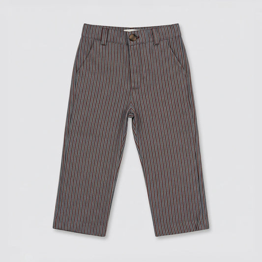 Pantalón recto rayas marrón