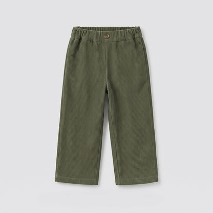 Pantalón pana verde caza bolsillos bordados