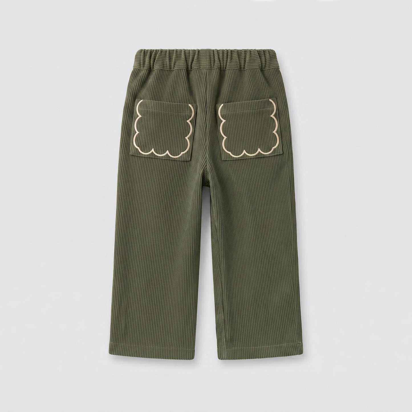 Pantalón pana verde caza bolsillos bordados