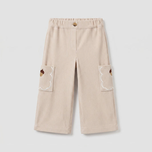 Pantalón cargo bordado pana crudo