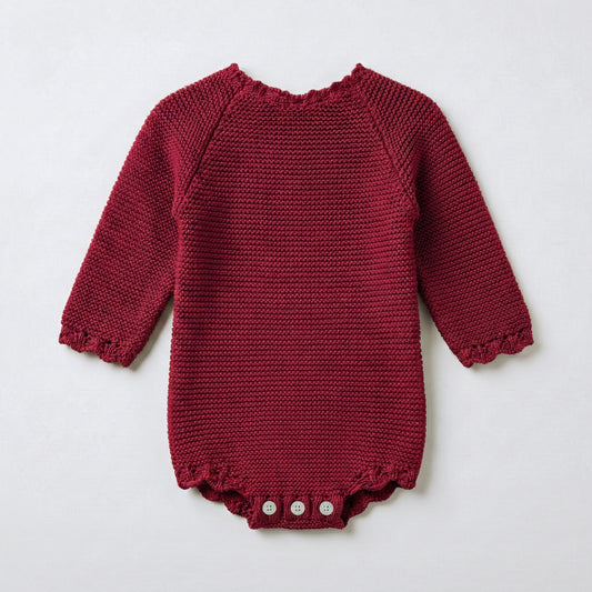 Pelele punto algodón burdeos